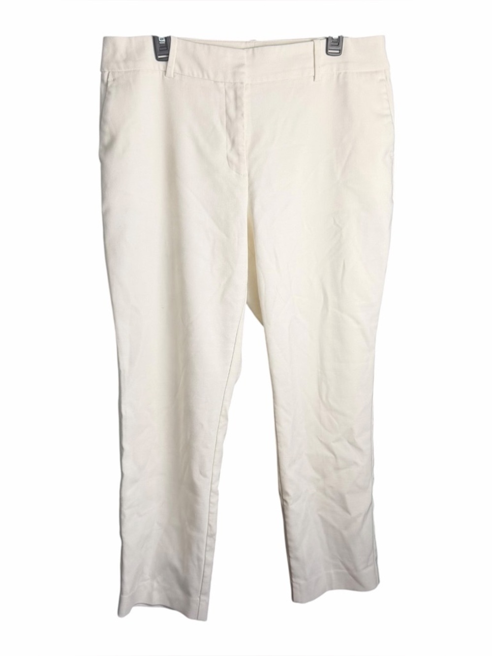 Ann Taylor Pants Curvy Size 12 Mid Rise White Straight Leg Business Causal Ankle